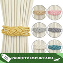 Conjunto com 2 Prendedores de Cortina Magnéticos em Corda Trançada – Design Elegante com Nó Chinês