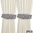 Conjunto com 2 Prendedores de Cortina Magnéticos em Corda Trançada – Design Elegante com Nó Chinês