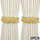 Conjunto com 2 Prendedores de Cortina Magnéticos em Corda Trançada – Design Elegante com Nó Chinês